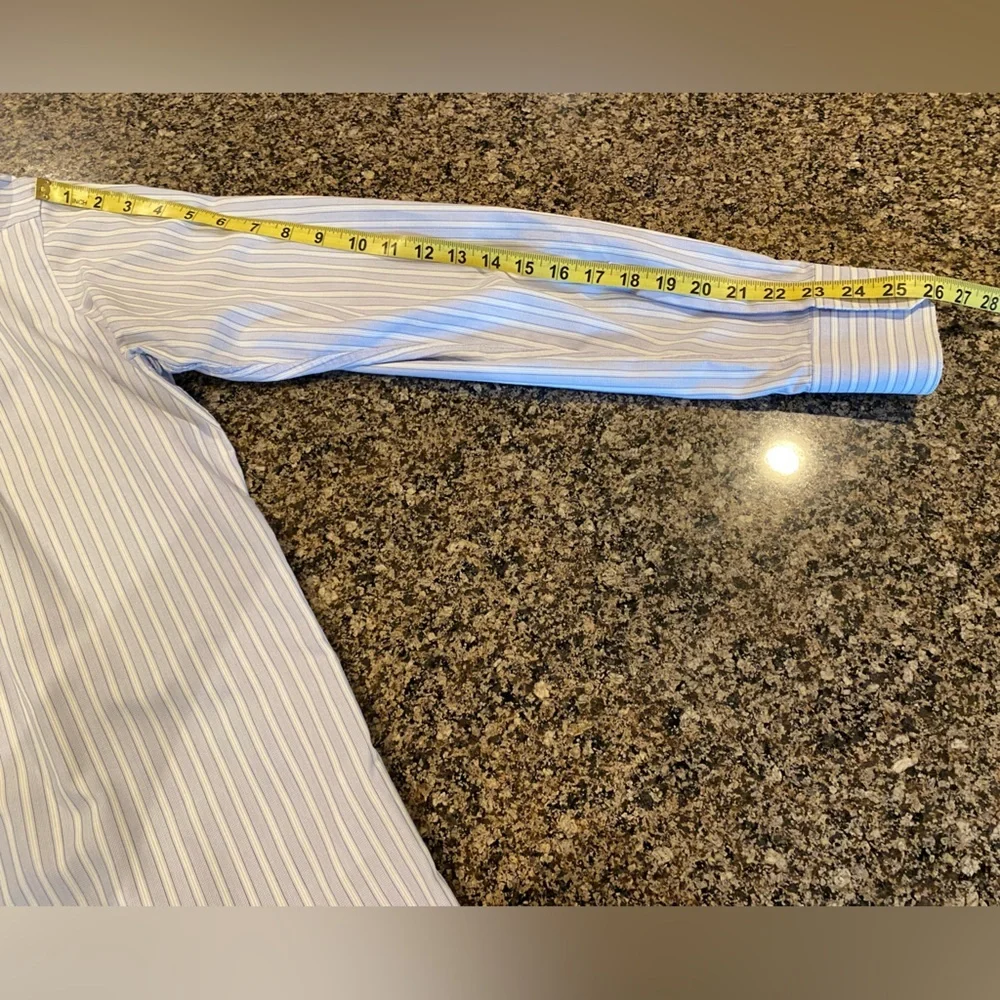 BOSS by HUGO BOSS Men's Striped White/Blue Button Down Shirt 16.5 Neck - Picture 11 of 12